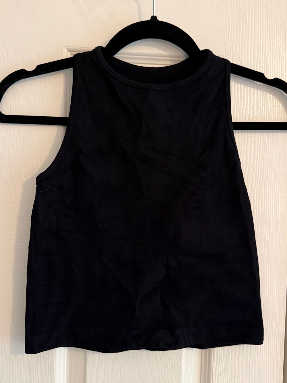 FREE PEOPLE Black Ribbed Racerback Cropped Tank Top